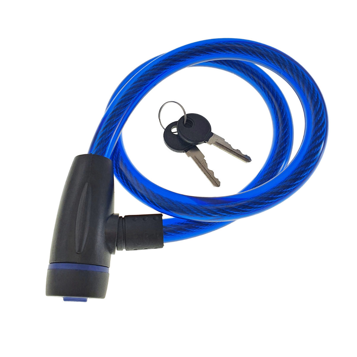 Cablu de otel, antifurt bicicleta, de siguranta si protejare, lungime 69 cm, inchidere cu cheie, invelis flexibil din PVC siliconat, albastru [6]
