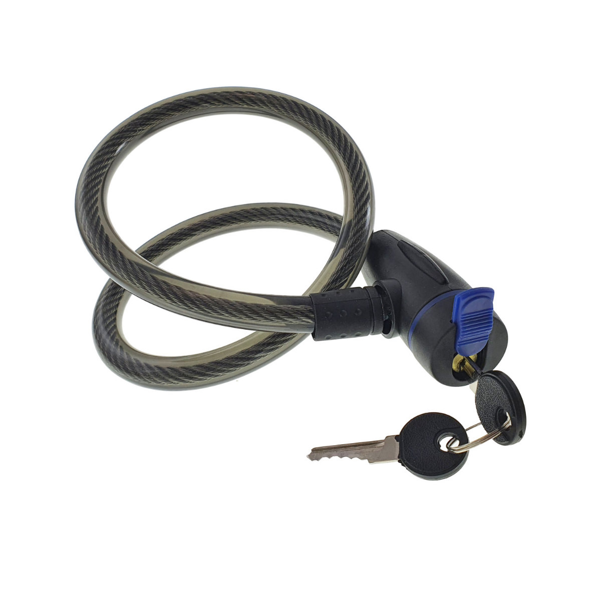 Cablu de otel, antifurt bicicleta, de siguranta si protejare, lungime 69 cm, inchidere cu cheie, invelis flexibil din PVC siliconat, negru [1]