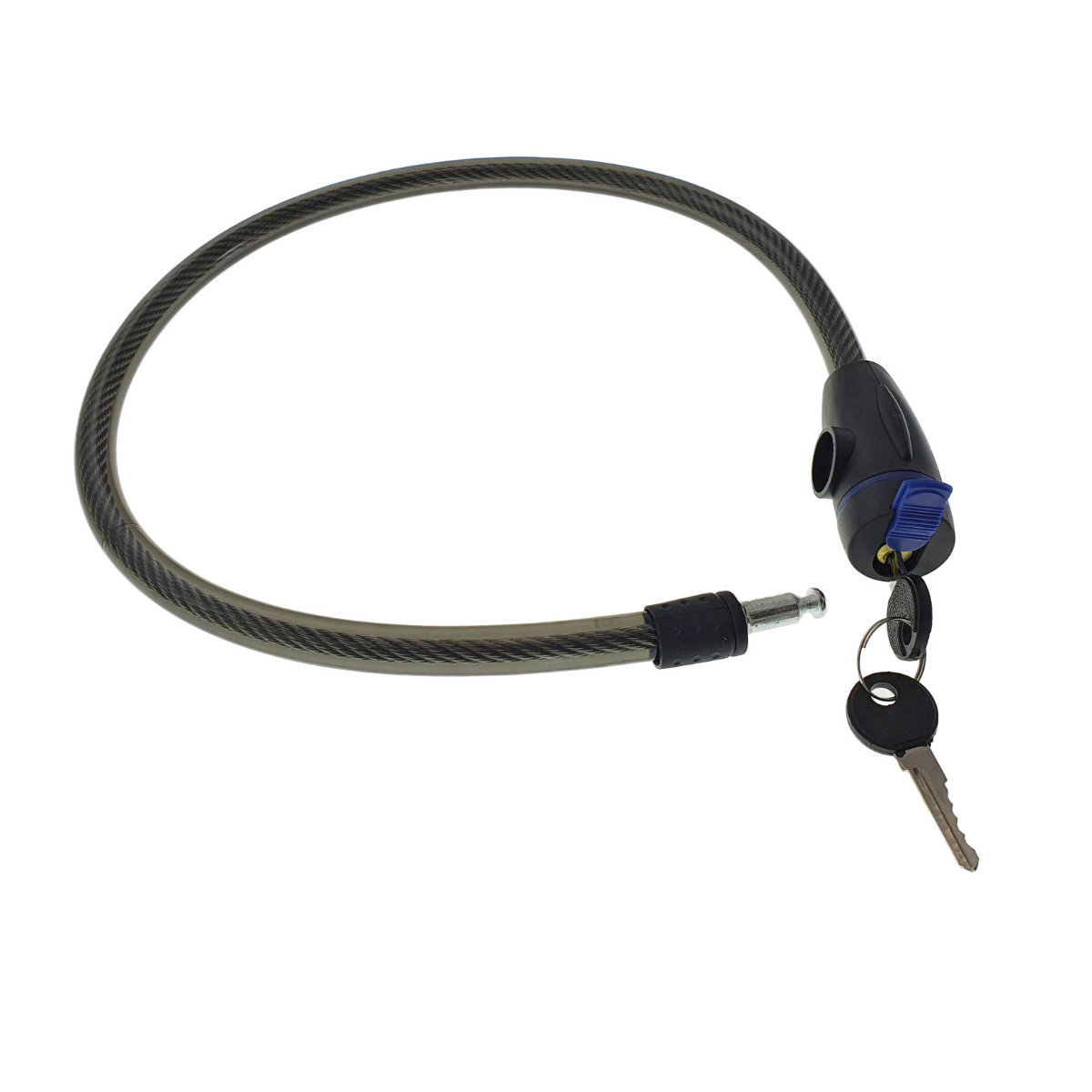 Cablu de otel, antifurt bicicleta, de siguranta si protejare, lungime 69 cm, inchidere cu cheie, invelis flexibil din PVC siliconat, negru [7]