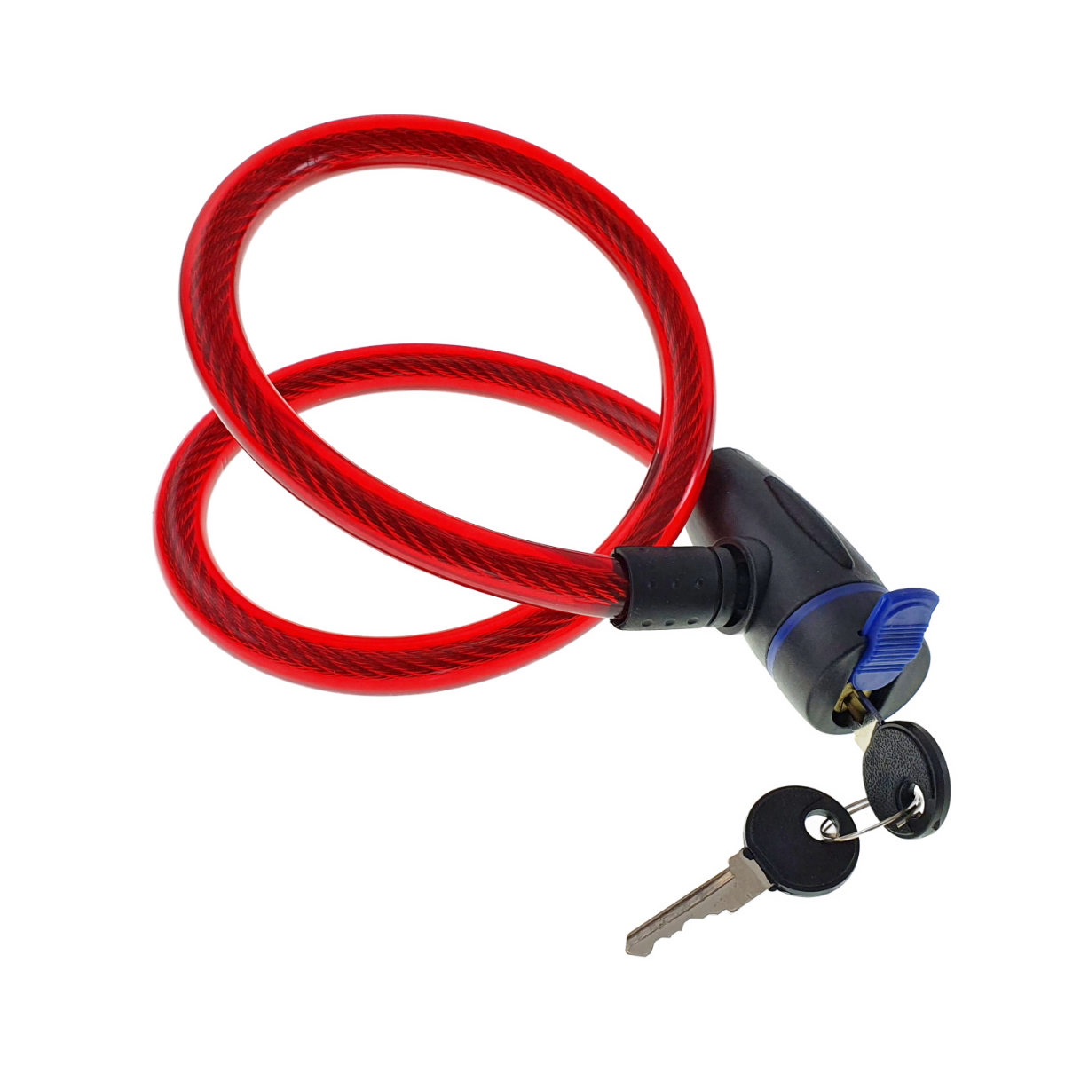 Cablu de otel, antifurt bicicleta, de siguranta si protejare, lungime 69 cm, inchidere cu cheie, invelis flexibil din PVC siliconat, rosu [3]