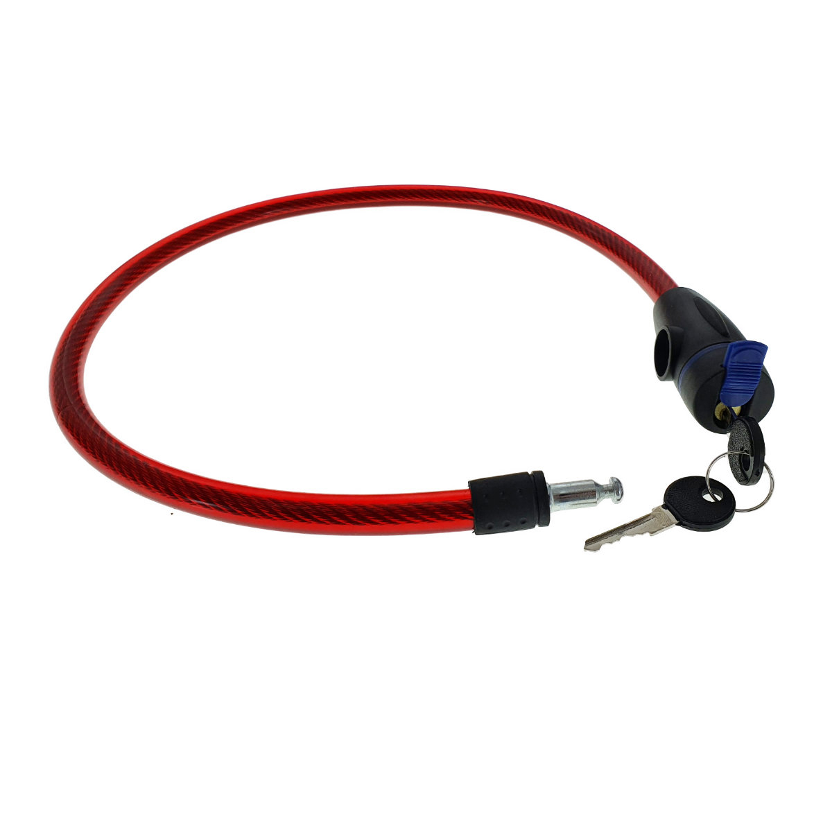 Cablu de otel, antifurt bicicleta, de siguranta si protejare, lungime 69 cm, inchidere cu cheie, invelis flexibil din PVC siliconat, rosu [8]
