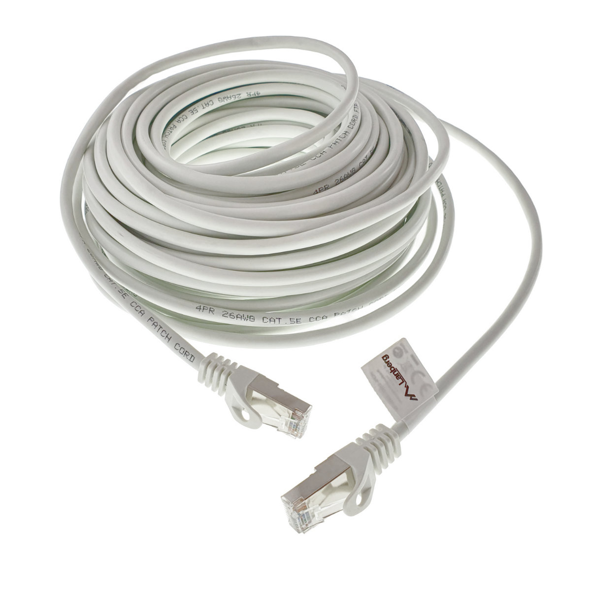 Cablu ecranat FTP, Lanberg 42101, cat.5e, mufat 2xRJ45, lungime 20m, AWG 26, 100 MHz, de legatura retea, ethernet, alb [2]
