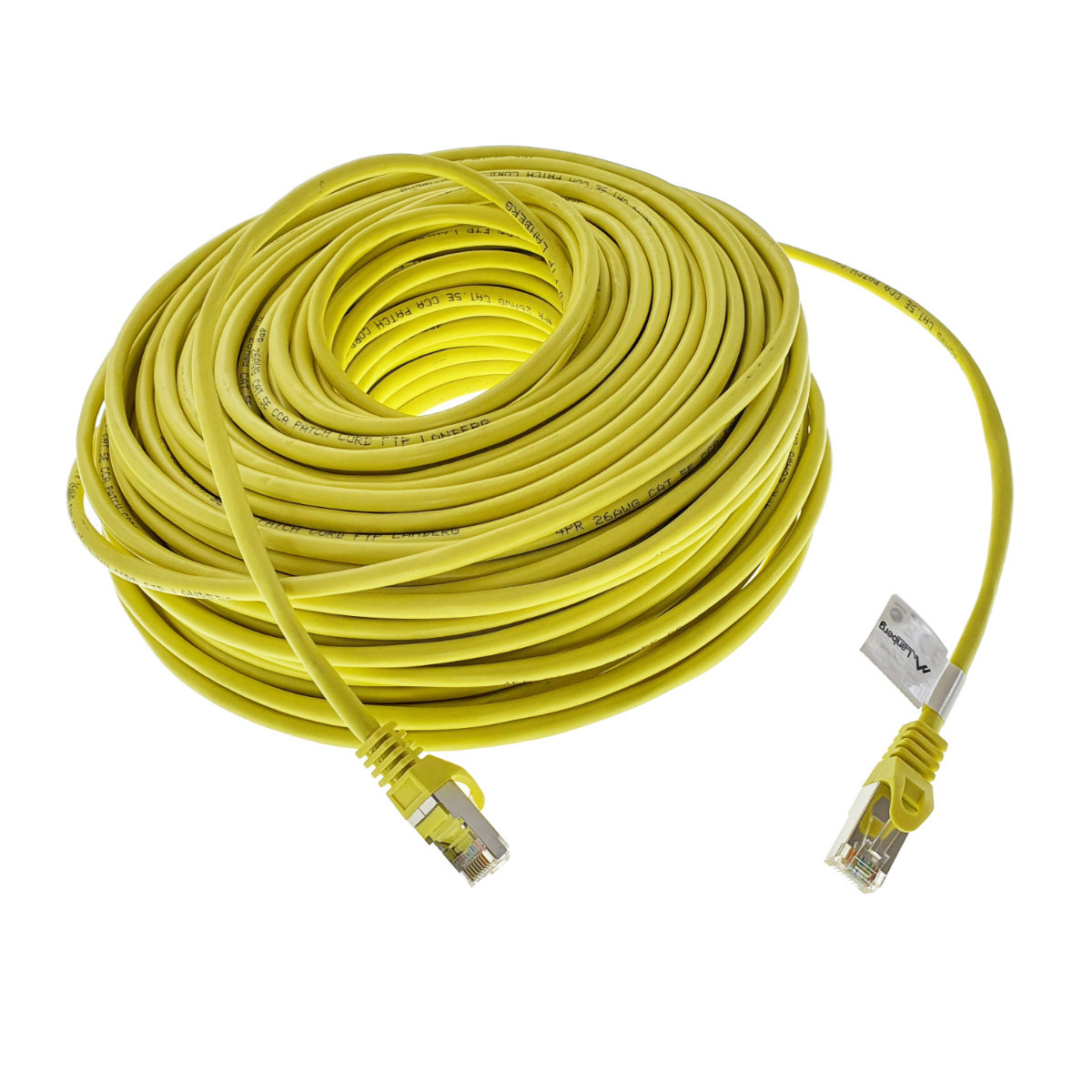 Cablu ecranat FTP, Lanberg 42815, cat.5e, mufat 2xRJ45, lungime 50m, AWG 26, 100 MHz, de legatura retea, ethernet, galben [10]