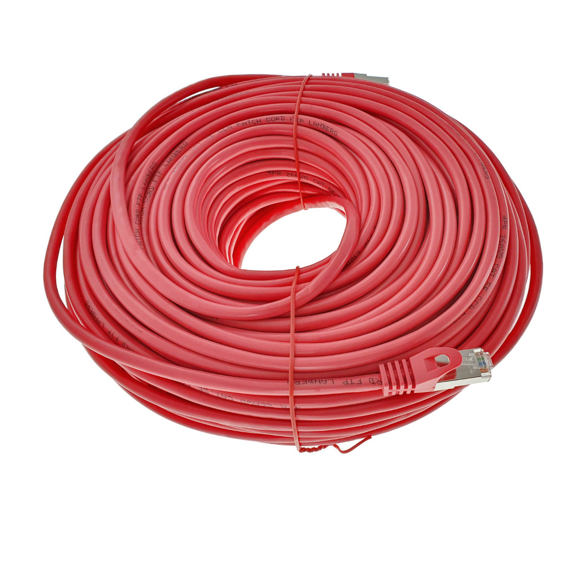 Cablu ecranat FTP, Lanberg 42818, cat.5e, mufat 2xRJ45, lungime 50m, AWG 26, 100 MHz, de legatura retea, ethernet, rosu [2]