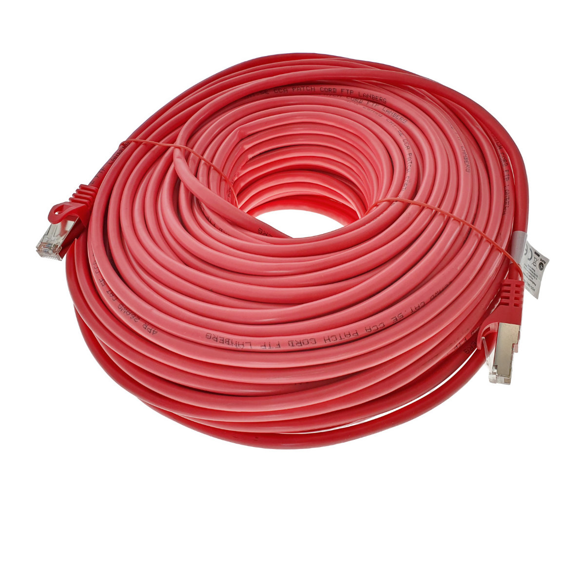 Cablu ecranat FTP, Lanberg 42818, cat.5e, mufat 2xRJ45, lungime 50m, AWG 26, 100 MHz, de legatura retea, ethernet, rosu [10]