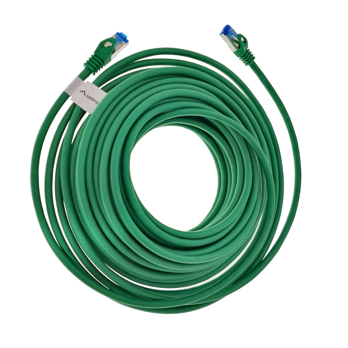 Cablu ecranat S / FTP, Lanberg 42724, cat.6A, mufat 2xRJ45, lungime 15 m, AWG 26, 500 MHz, LSZH, de legatura retea, ethernet, verde [6]