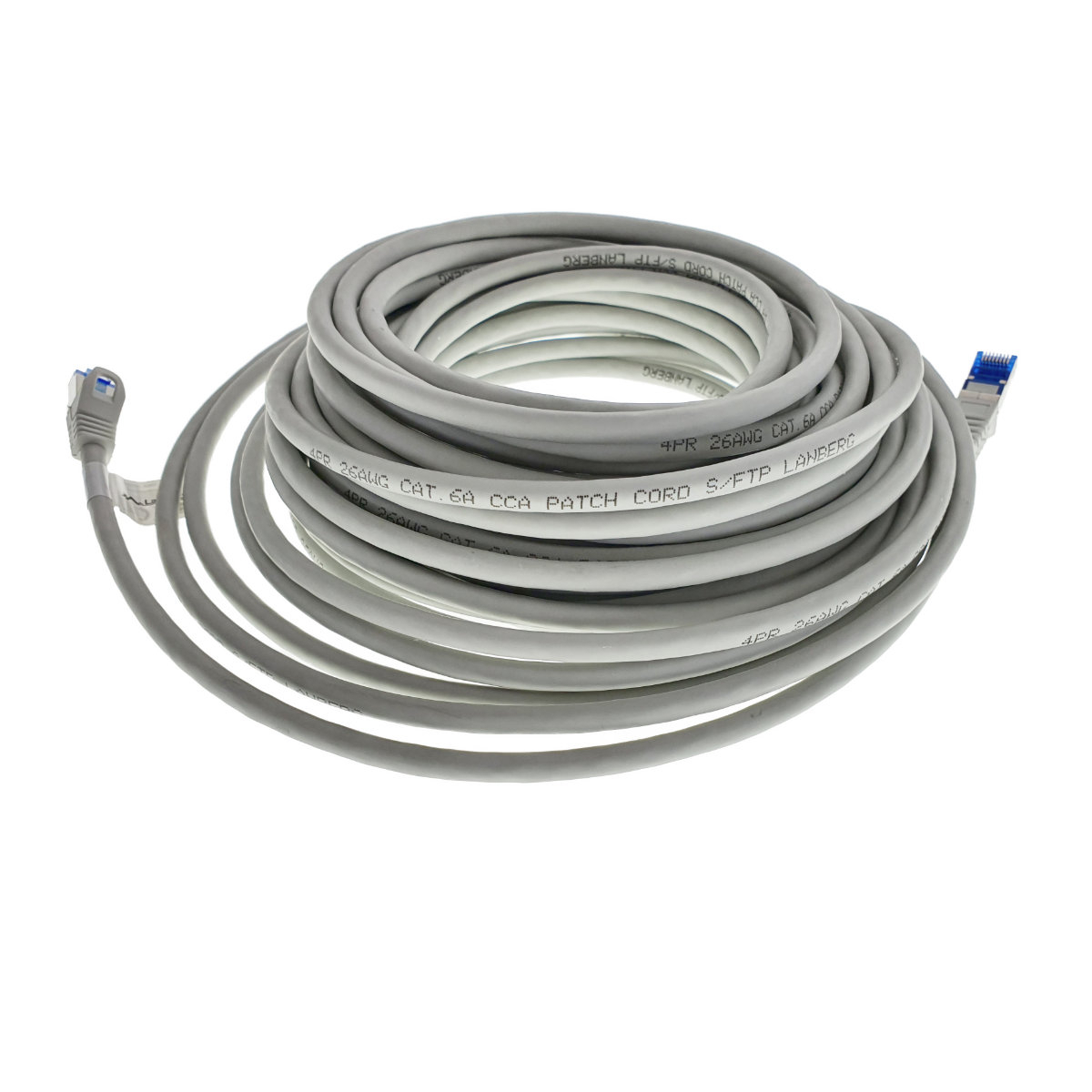 Cablu ecranat S / FTP, Lanberg 42726, cat.6A, mufat 2xRJ45, lungime 15 m, AWG 26, 500 MHz, LSZH, de legatura retea, ethernet, gri [1]