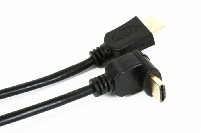 Cablu HDMI-HDMI unghi 90 grade Omega 41853, 4K, 1.4, Gold-Plated, 3 m, blister, negru [1]