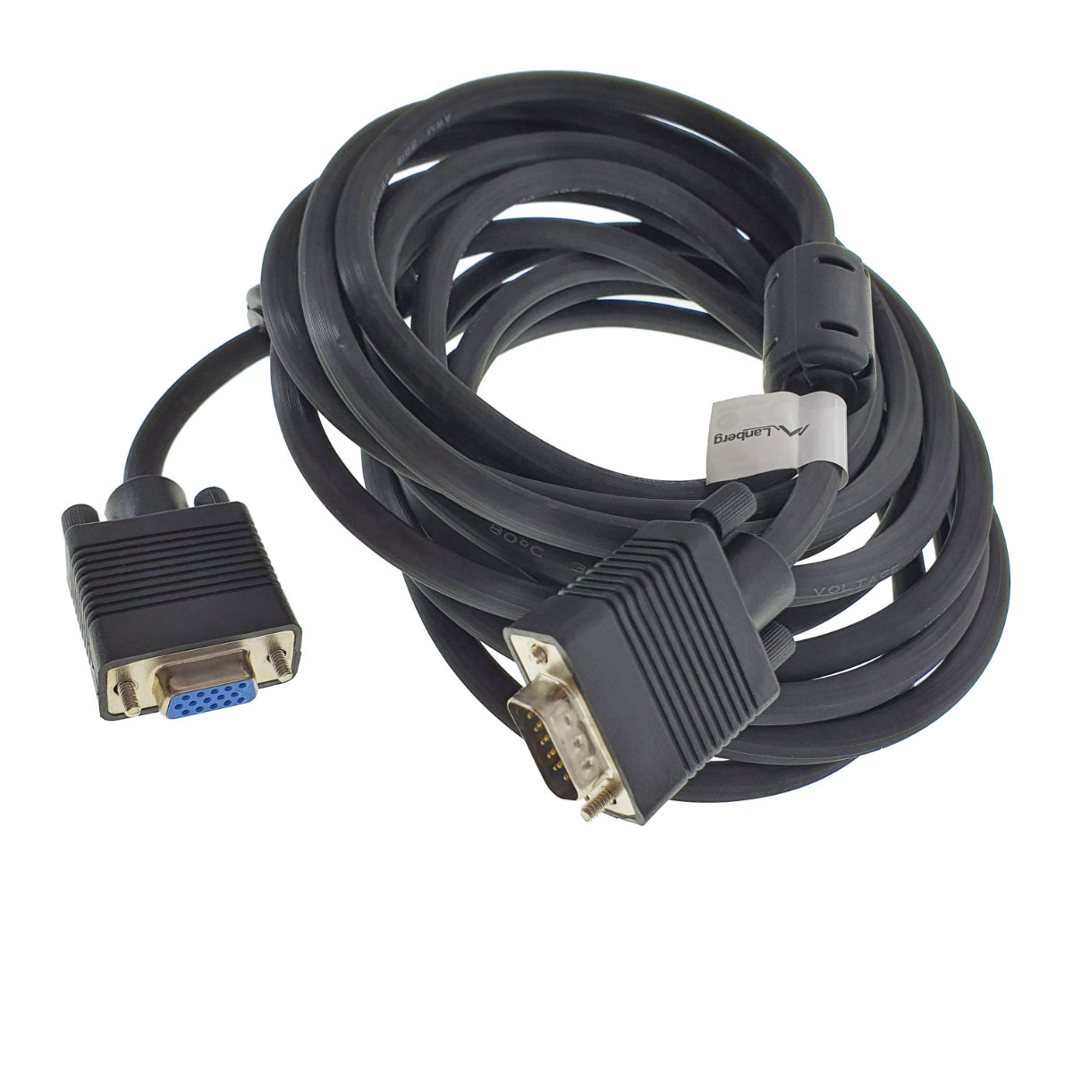 Cablu monitor, Lanberg 42877, VGA tata la VGA mama , 15 pini, de prelungire, lungime 5 m, dubla ecranare cu miez de ferita, negru [7]