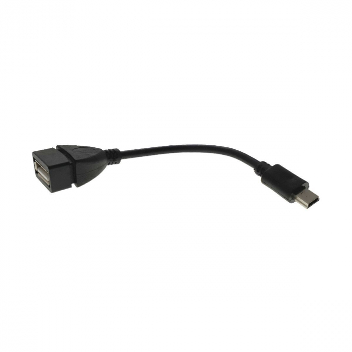 Cablu OTG USB mama - mini USB 5P tata 10 cm, negru [2]