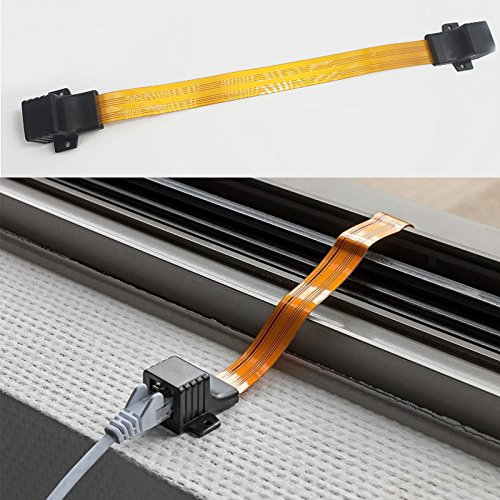 Cablu panglica Ethernet cat 5e, plat si ultrasubtire 0.2 mm, Lanberg 42711, de extensie pe sub ferestre, 2 x RJ45 mama, 17 cm, flexibil [11]