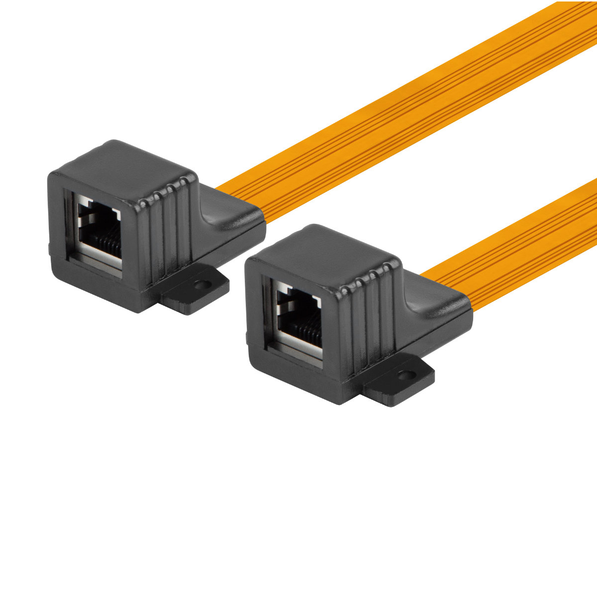 Cablu panglica Ethernet cat 5e, plat si ultrasubtire 0.2 mm, Lanberg 42711, de extensie pe sub ferestre, 2 x RJ45 mama, 17 cm, flexibil [2]