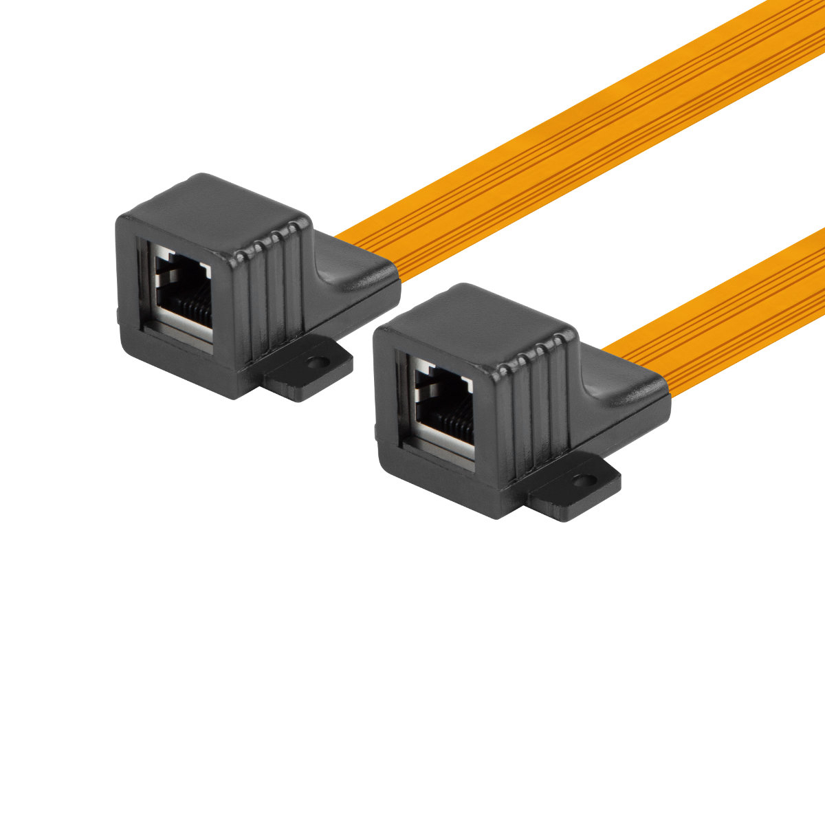 Cablu panglica Ethernet cat 5e, plat si ultrasubtire 0.2 mm, Lanberg 42712, de extensie pe sub ferestre, 2 x RJ45 mama, 23 cm, flexibil [2]