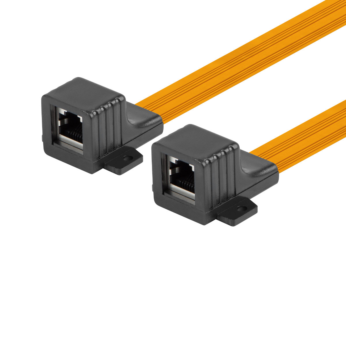 Cablu panglica Ethernet cat 5e, plat si ultrasubtire 0.2 mm, Lanberg 42713, de extensie pe sub ferestre, 2 x RJ45 mama, 44 cm, flexibil [1]