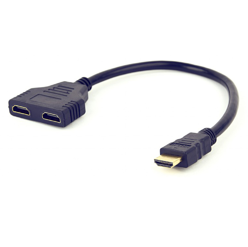 Cablu pasiv HDMI splitter, Cablexpert 09666, un conector HDMI tata la 2 porturi HDMI mama, lungime 20 cm, negru [5]