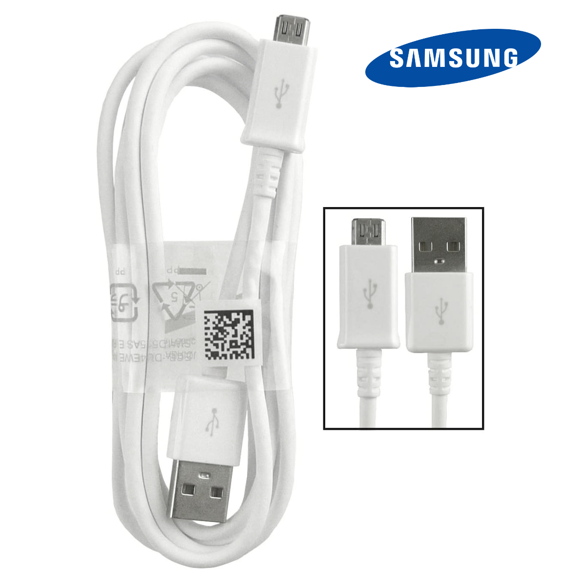 Cablu pentru date si incarcare, Samsung ECB-DU4AWE, USB tip A tata la microUSB tata, lungime 1 m, alb [4]