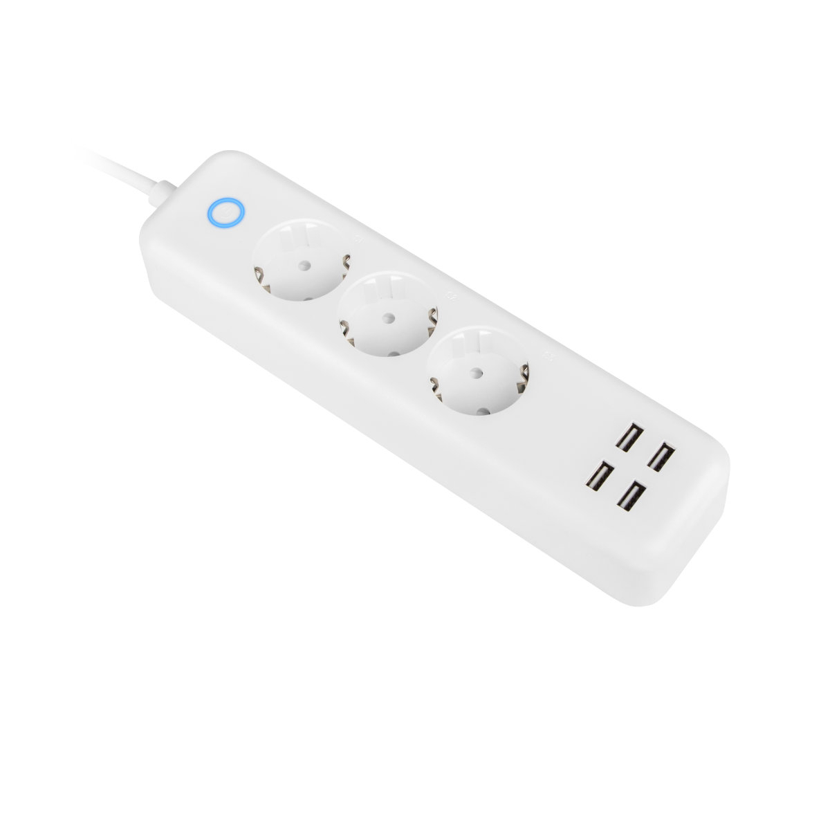 Cablu prelungitor de alimentare inteligenta, Lanberg Smart Home WiFi, 3 prize schuko 10 A, 4 x USB 2.1 A, 2300W, cablu 1.5 m, alb [4]