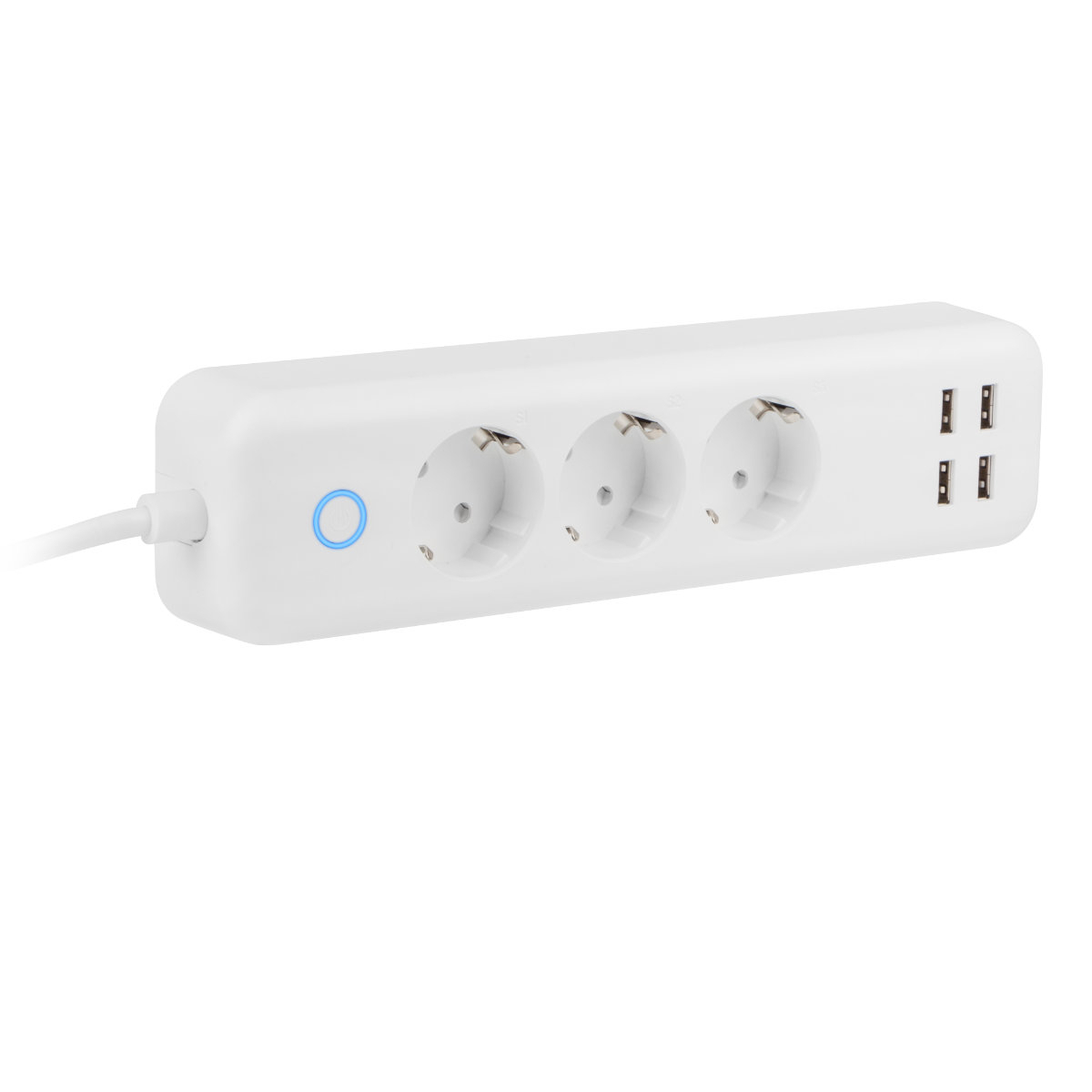 Cablu prelungitor de alimentare inteligenta, Lanberg Smart Home WiFi, 3 prize schuko 10 A, 4 x USB 2.1 A, 2300W, cablu 1.5 m, alb [2]