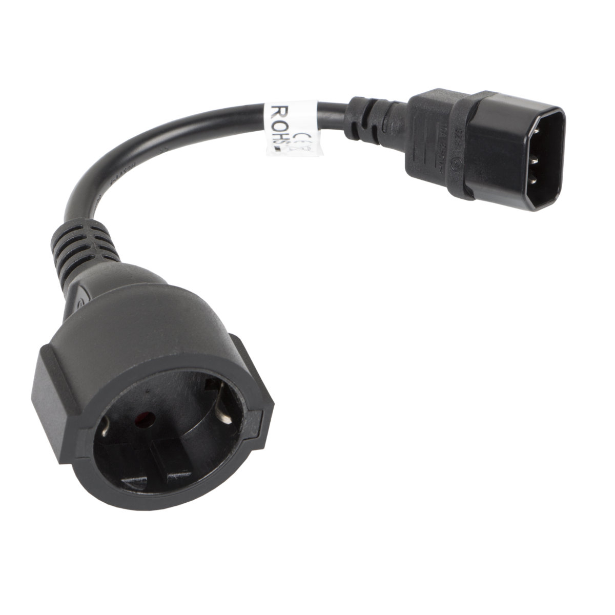 Cablu prelungitor de alimentare UPS, PC, 20 cm, Lanberg 40987, IEC 320 C14 la Schuko mama, negru [2]