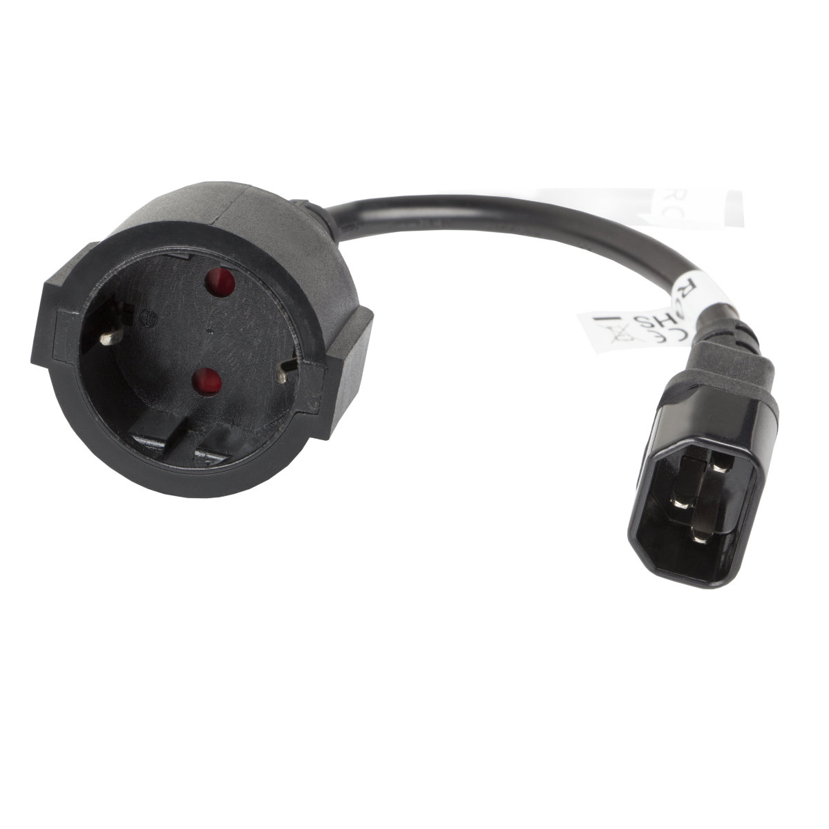 Cablu prelungitor de alimentare UPS, PC, 20 cm, Lanberg 40987, IEC 320 C14 la Schuko mama, negru [6]