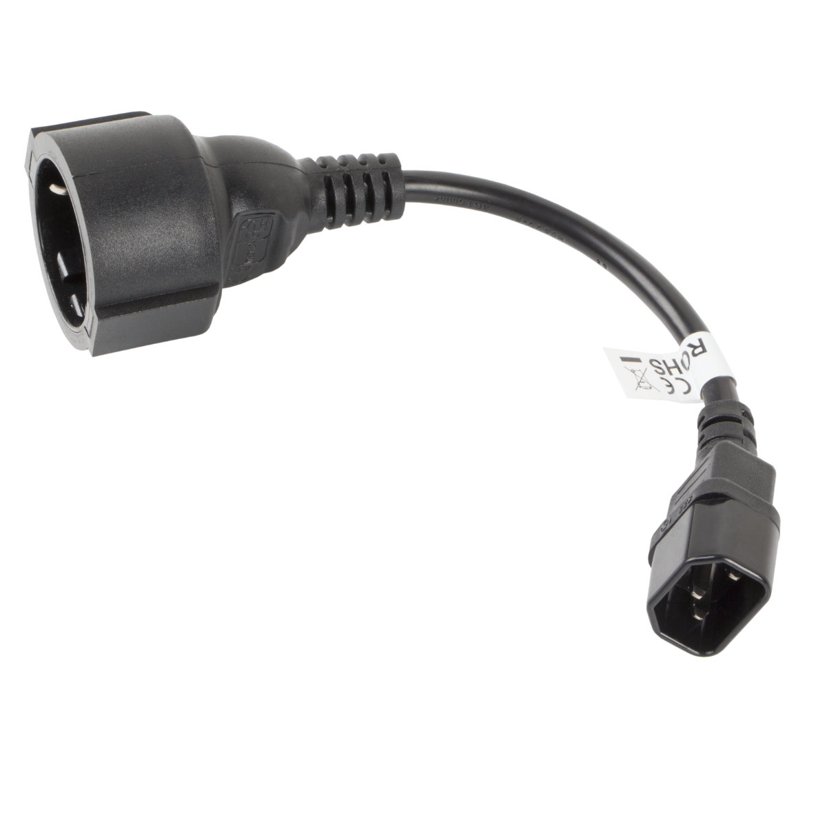 Cablu prelungitor de alimentare UPS, PC, 20 cm, Lanberg 40987, IEC 320 C14 la Schuko mama, negru [8]