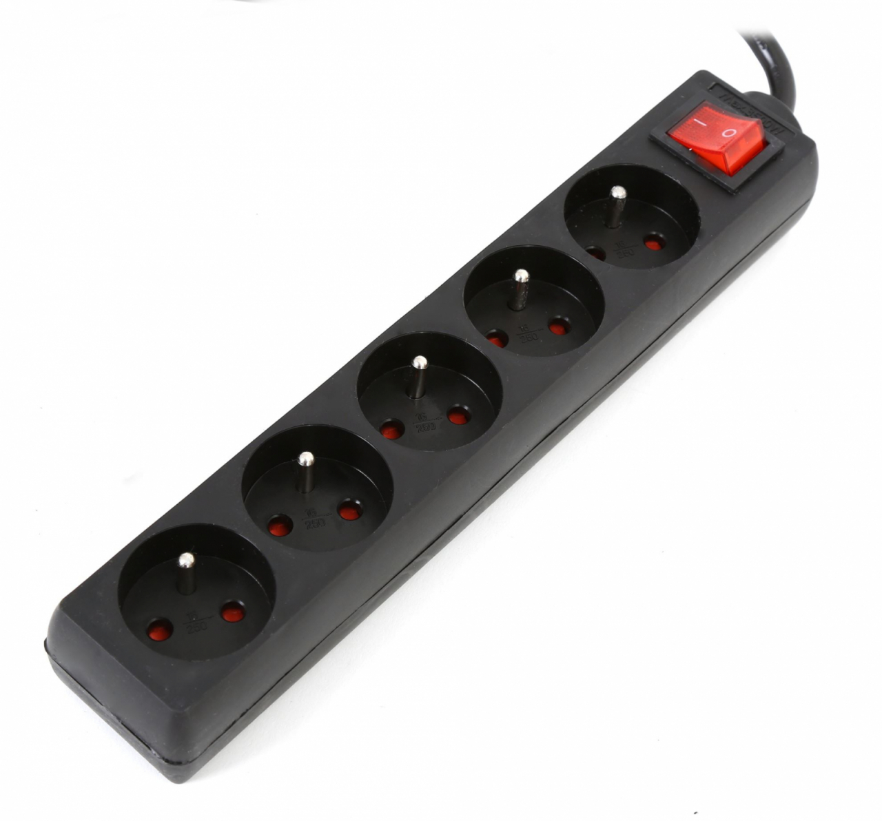 Cablu prelungitor Fiesta alimentare retea 1.5m cu 5 prize 250V /10A , cu intrerupator, negru [9]