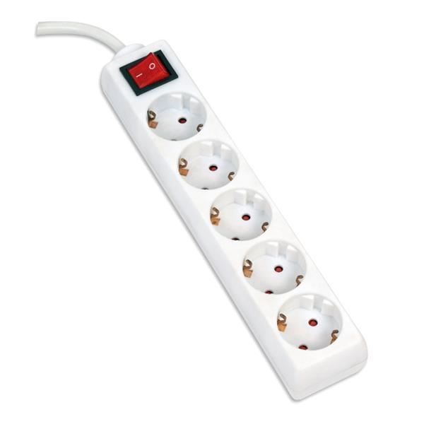 Cablu prelungitor Fiesta alimentare retea 1,5m cu 5 prize 250V /10A , cu intrerupator,Type F, German, alb [1]