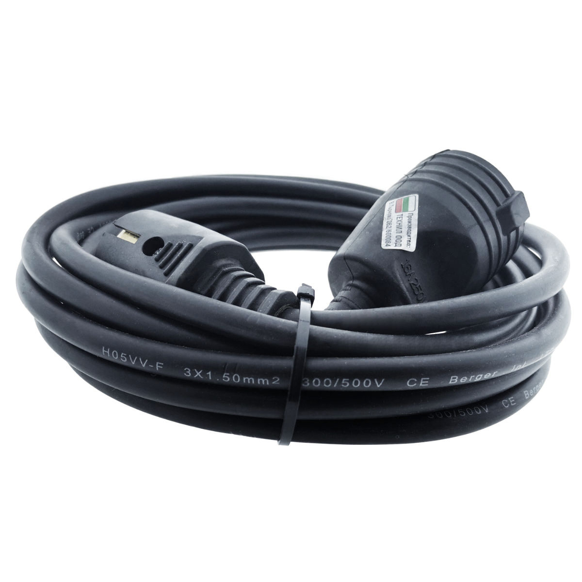 Cablu prelungitor, lungime 10m, pentru alimentare electrica, cu stecher si cupla cauciucate, material bachelita, negru [2]