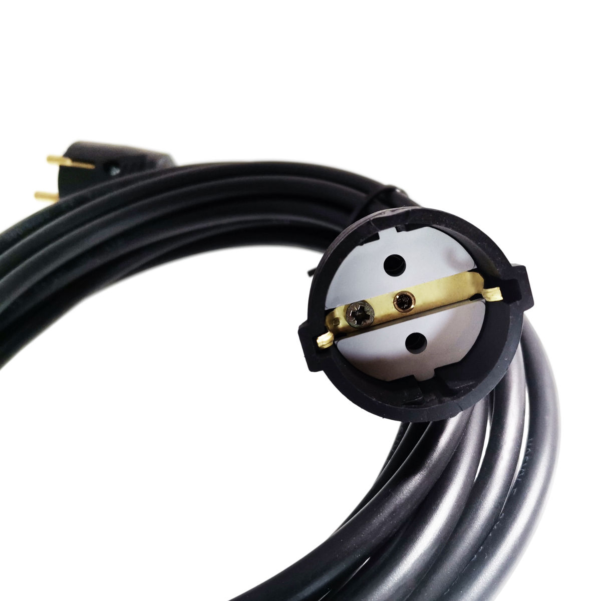 Cablu prelungitor, lungime 5m, pentru alimentare electrica, cu stecher si cupla cauciucate, material bachelita, negru [3]