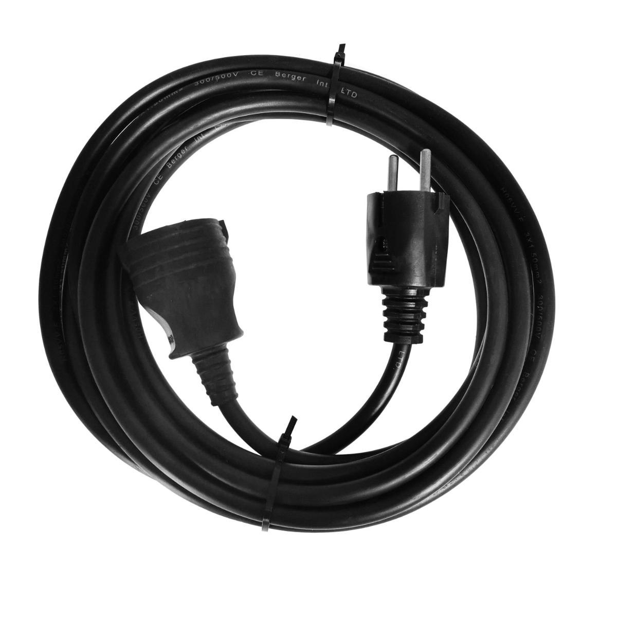 Cablu prelungitor, lungime 5m, pentru alimentare electrica, cu stecher si cupla cauciucate, material bachelita, negru [1]