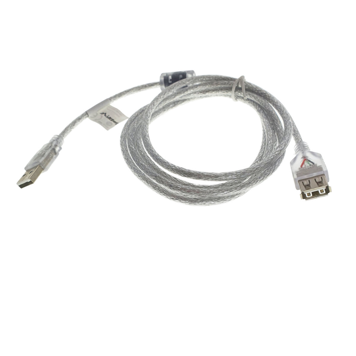 Cablu prelungitor USB 2.0 tata la USB 2.0 mama, Lanberg 41378, cu ferita, lungime 180 cm, transparent [8]