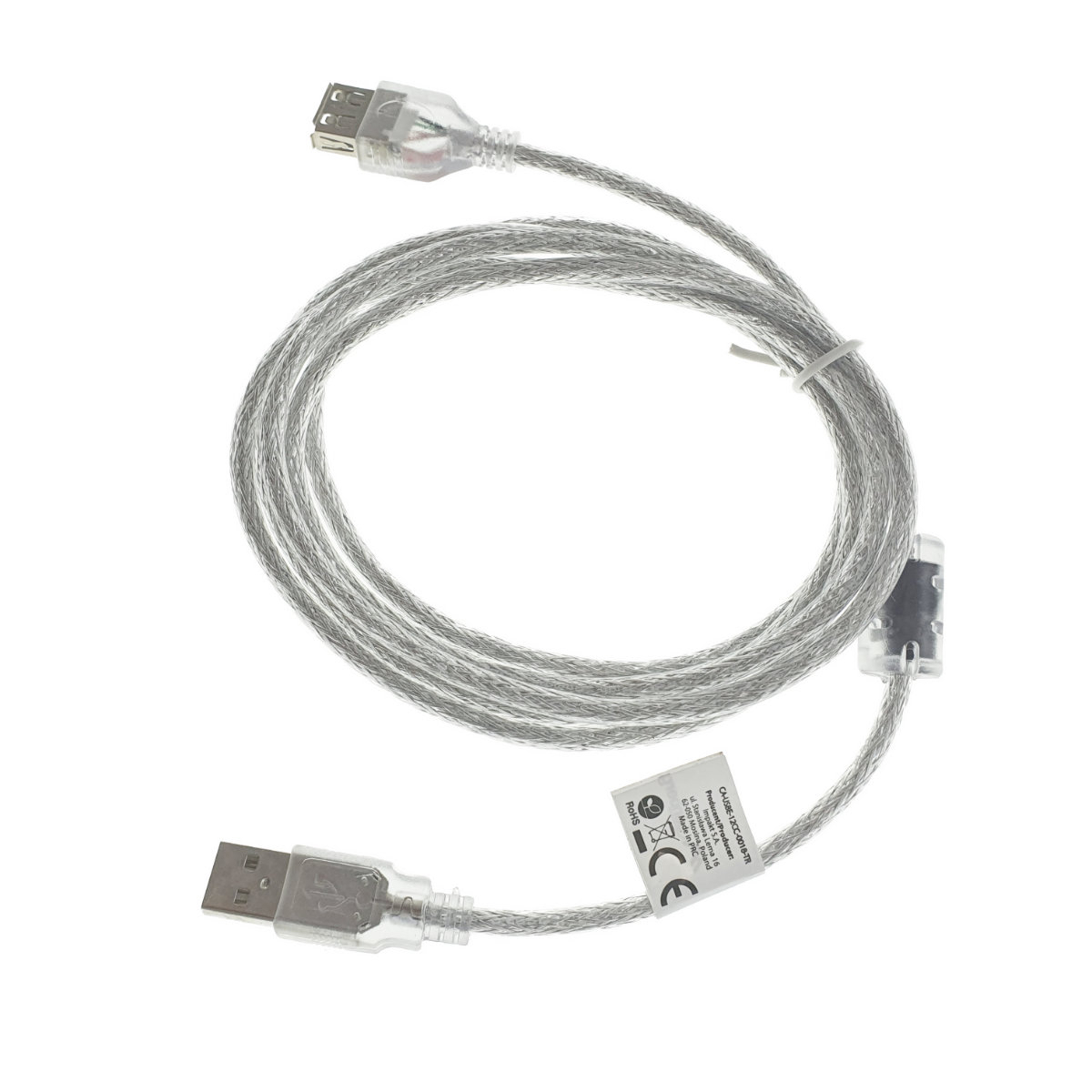 Cablu prelungitor USB 2.0 tata la USB 2.0 mama, Lanberg 41378, cu ferita, lungime 180 cm, transparent [2]