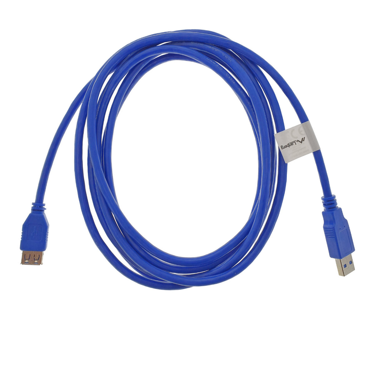 Cablu prelungitor USB 3.0 lungime 3m, Lanberg 41382, conector USB 3.0 mama (AF) la USB 3.0 tata (AM), albastru [6]