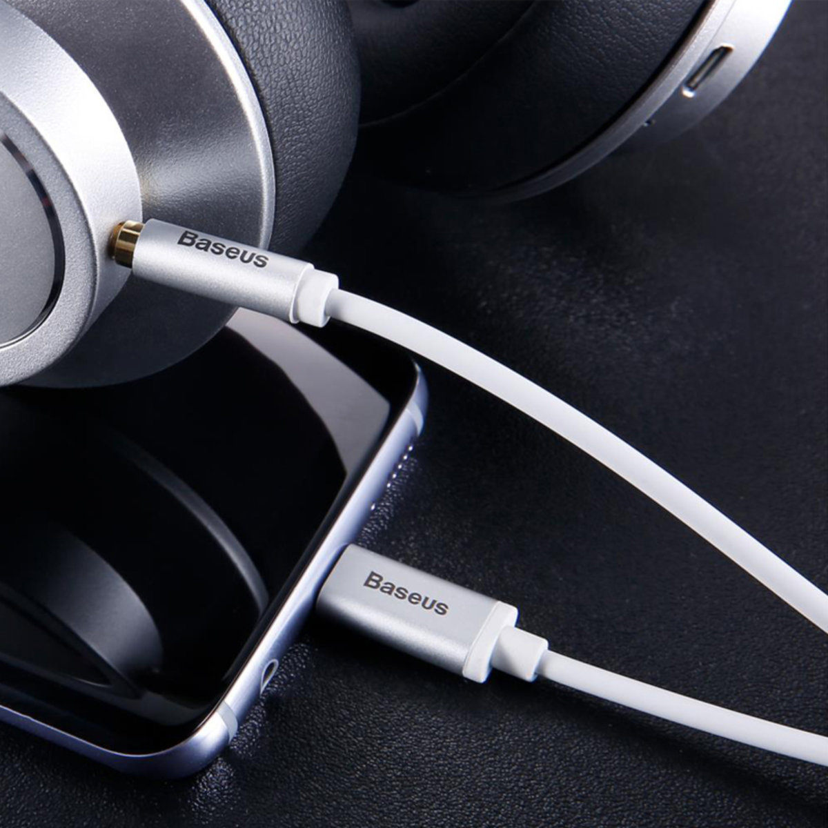 Cablu premium audio digital, Baseus CAM01-02, USB tip C tata la jack 3.5 mm tata AUX cu 3 pini, 120 cm, alb [4]
