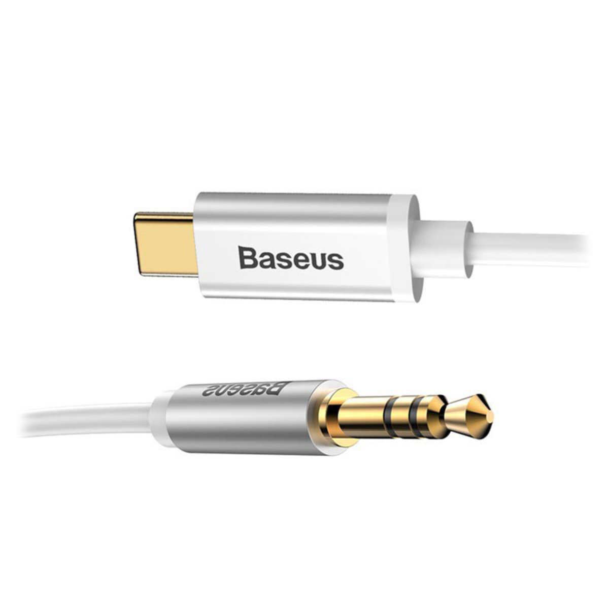 Cablu premium audio digital, Baseus CAM01-02, USB tip C tata la jack 3.5 mm tata AUX cu 3 pini, 120 cm, alb [10]