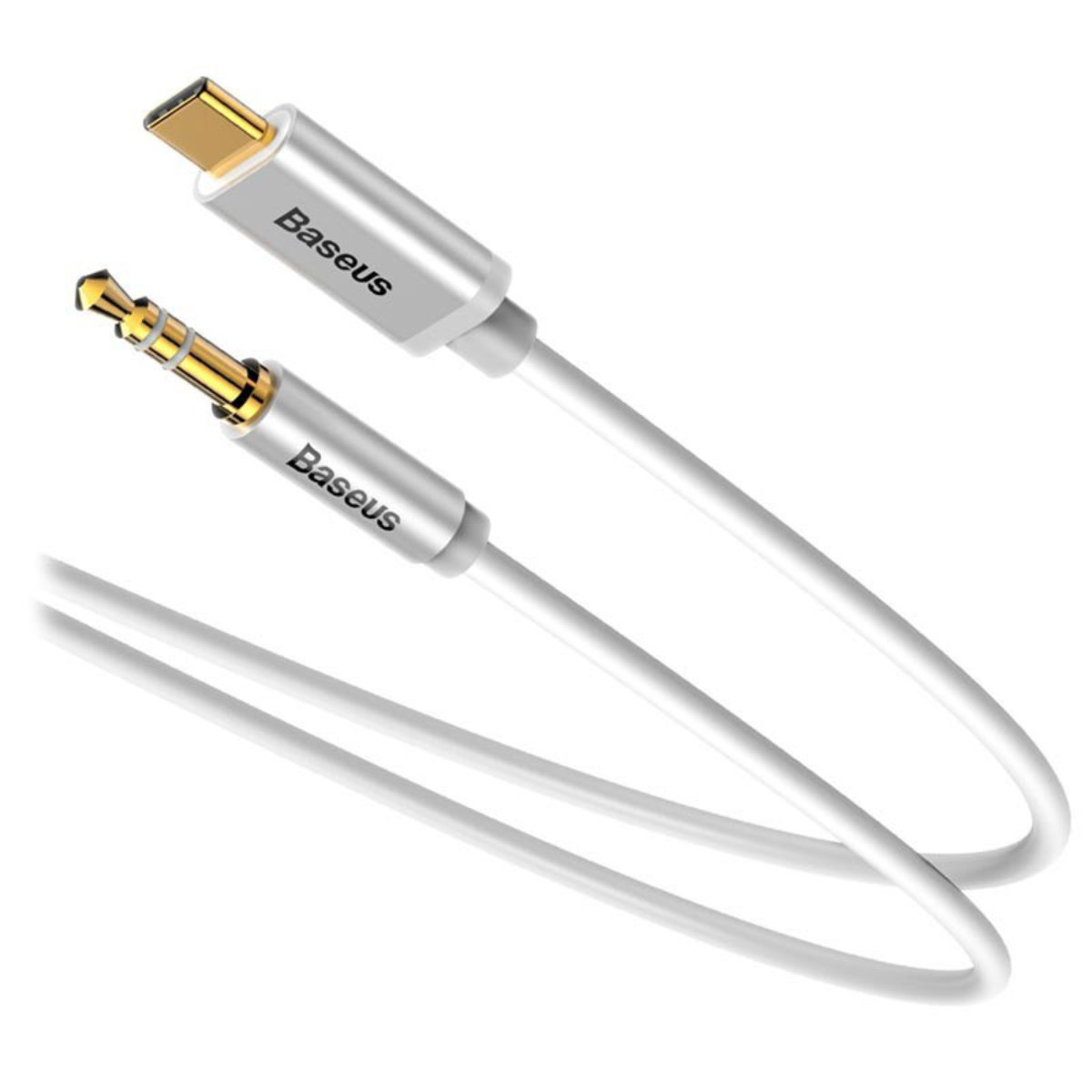 Cablu premium audio digital, Baseus CAM01-02, USB tip C tata la jack 3.5 mm tata AUX cu 3 pini, 120 cm, alb [1]