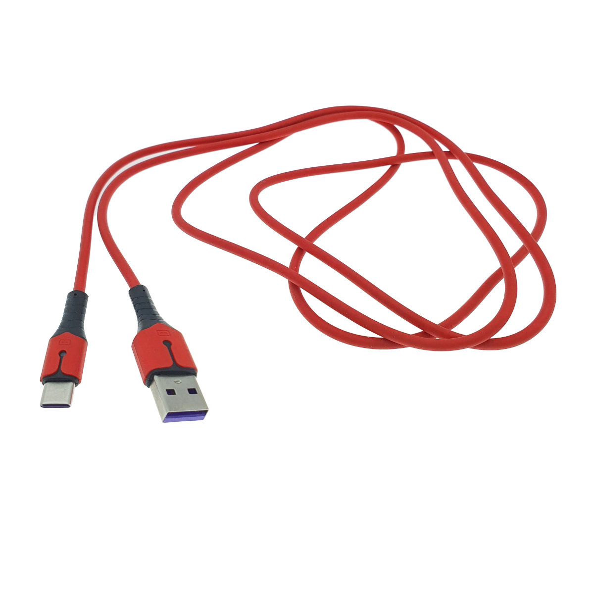 Cablu premium de incarcare rapida, LED, USB 2.0 tata la USB tip C tata, Liquid Soft Rubber, 1.5m, 3A, rosu [1]