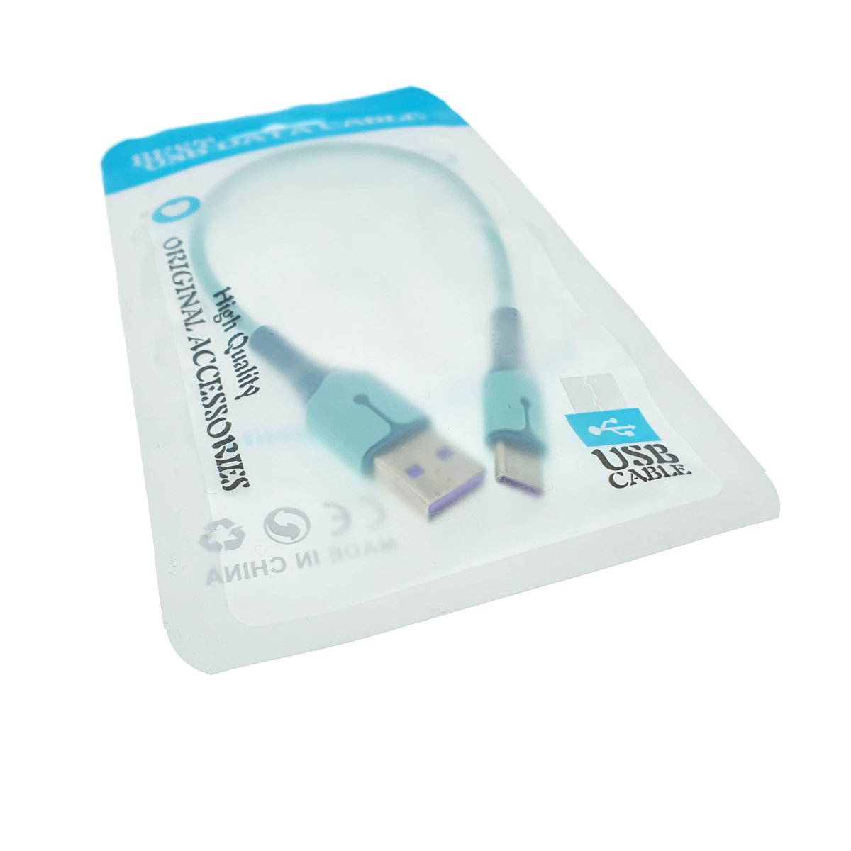 Cablu premium de incarcare rapida, LED, USB 2.0 tata la USB tip C tata, Liquid Soft Rubber, 25 cm, 3A, albastru [10]