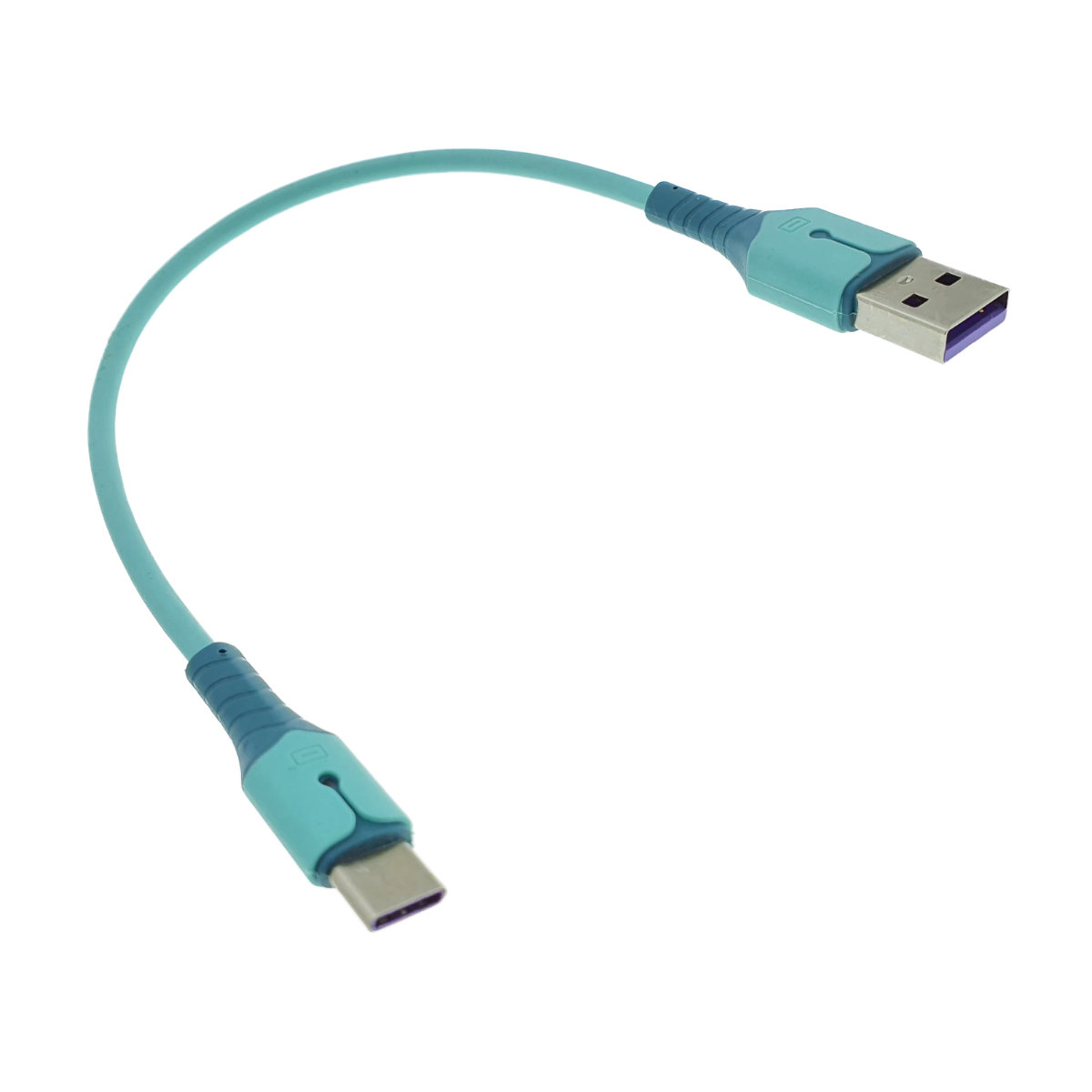 Cablu premium de incarcare rapida, LED, USB 2.0 tata la USB tip C tata, Liquid Soft Rubber, 25 cm, 3A, albastru [8]