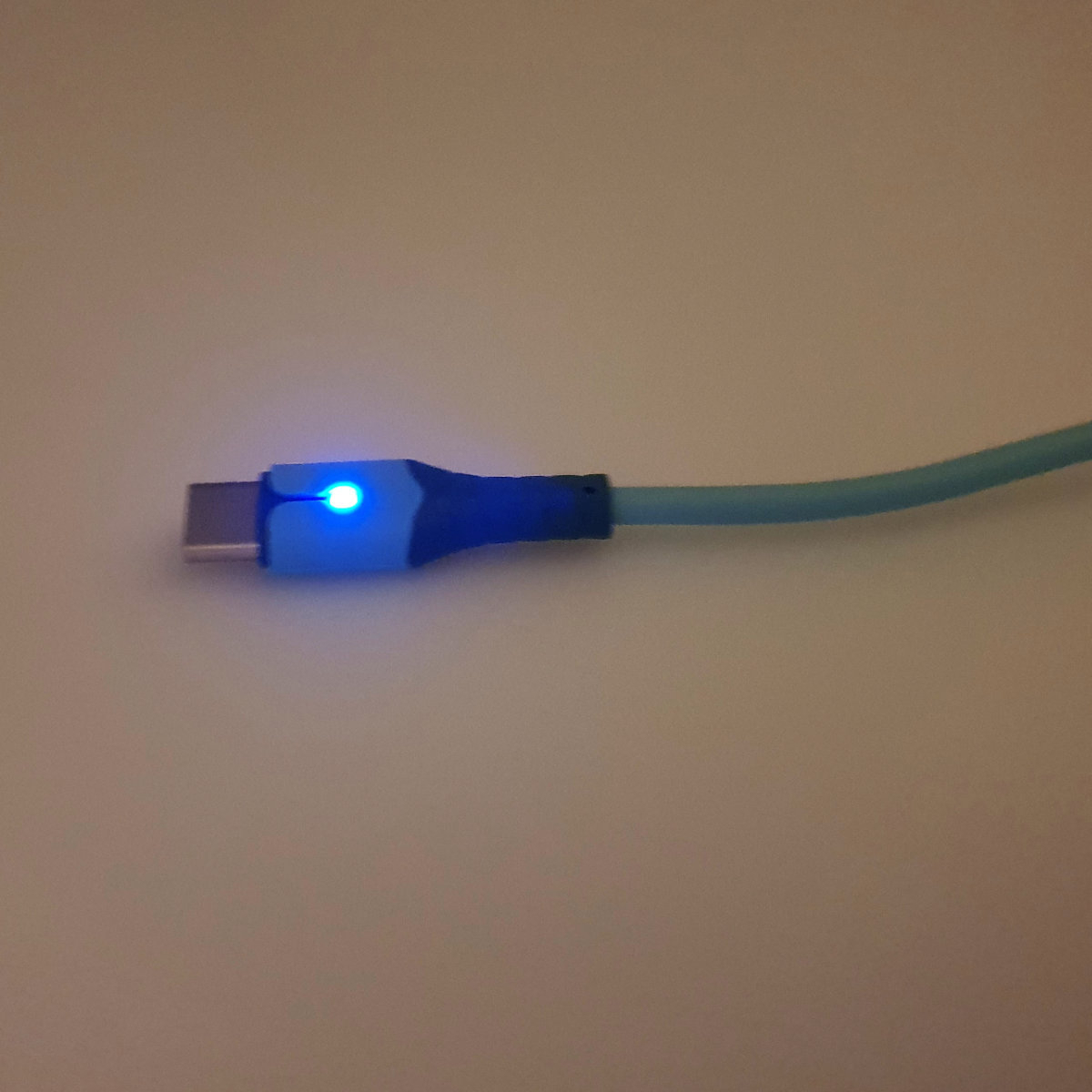 Cablu premium de incarcare rapida, LED, USB 2.0 tata la USB tip C tata, Liquid Soft Rubber, 25 cm, 3A, albastru [6]