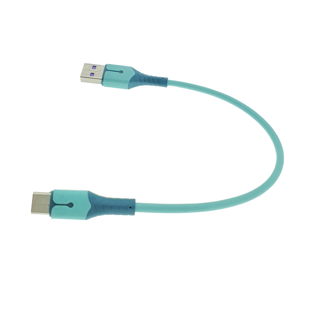 Cablu premium de incarcare rapida, LED, USB 2.0 tata la USB tip C tata, Liquid Soft Rubber, 25 cm, 3A, albastru [9]