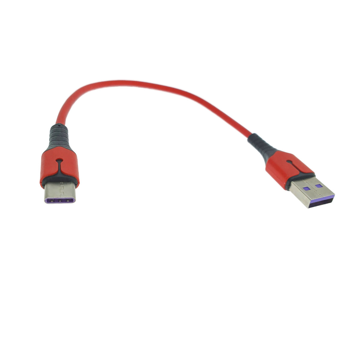 Cablu premium de incarcare rapida, LED, USB 2.0 tata la USB tip C tata, Liquid Soft Rubber, 25 cm, 3A, rosu [1]