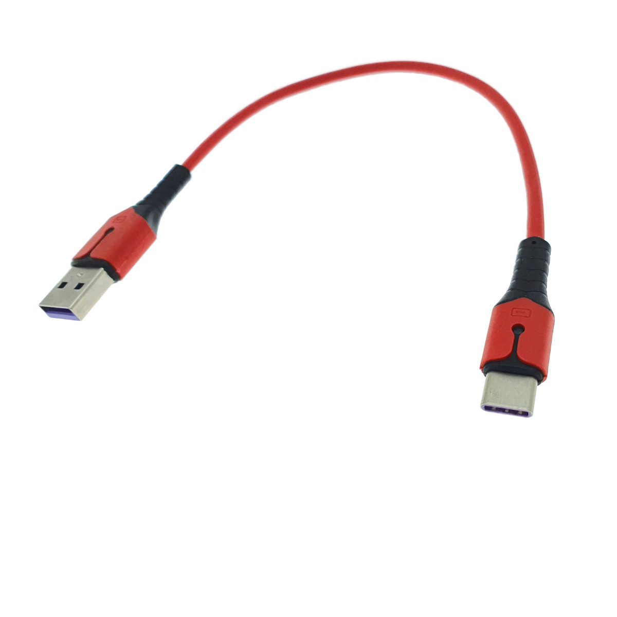 Cablu premium de incarcare rapida, LED, USB 2.0 tata la USB tip C tata, Liquid Soft Rubber, 25 cm, 3A, rosu [8]