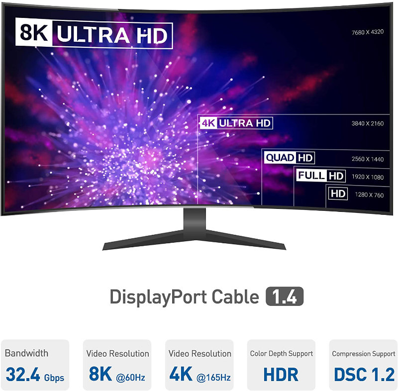 Cablu premium DisplayPort tata la DisplayPort tata v.1.4, Lanberg 42898, 1m, 8K 60Hz, HDR, DSC 1.2, negru [10]