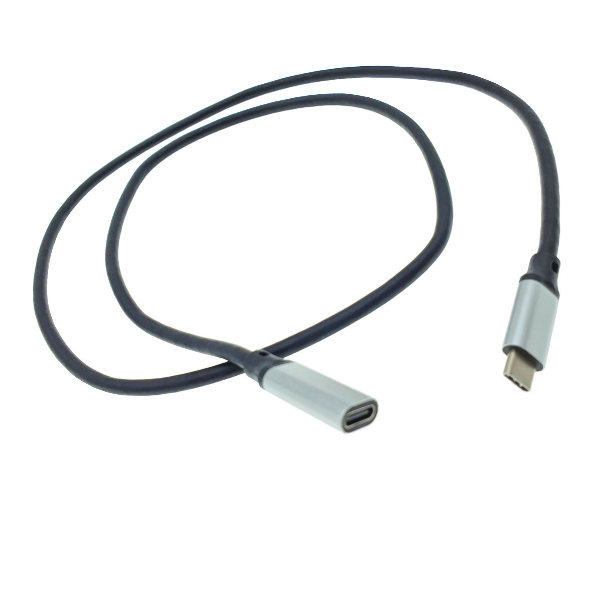 Cablu premium prelungitor USB 3.1 Gen 2 tip C tata la USB tip C mama, 100 cm, Revolution 106, PD, 20V 5A 100W, 10 Gbps, carcasa aluminiu, negru cu argintiu [12]