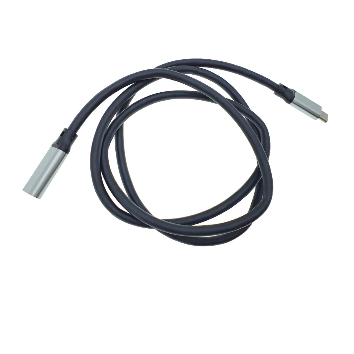 Cablu premium prelungitor USB 3.1 Gen 2 tip C tata la USB tip C mama, 100 cm, Revolution 106, PD, 20V 5A 100W, 10 Gbps, carcasa aluminiu, negru cu argintiu [14]