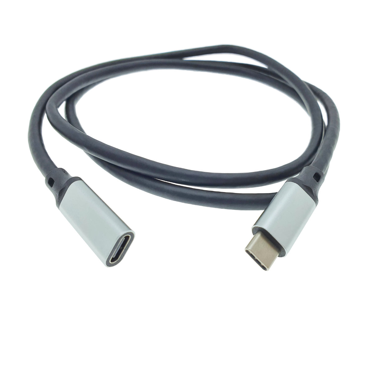 Cablu premium prelungitor USB 3.1 Gen 2 tip C tata la USB tip C mama, 100 cm, Revolution 106, PD, 20V 5A 100W, 10 Gbps, carcasa aluminiu, negru cu argintiu [4]