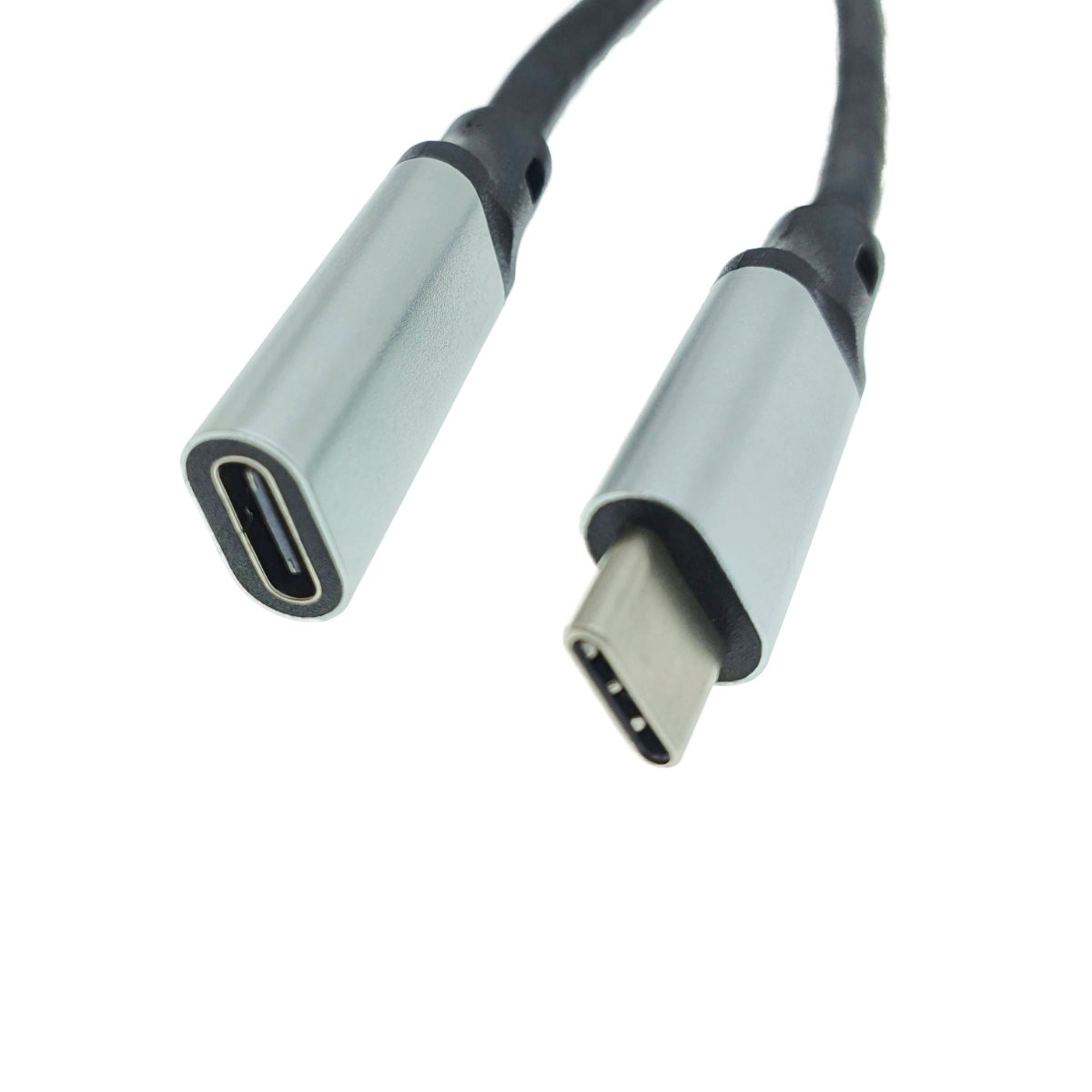 Cablu premium prelungitor USB 3.1 Gen 2 tip C tata la USB tip C mama, 100 cm, Revolution 106, PD, 20V 5A 100W, 10 Gbps, carcasa aluminiu, negru cu argintiu [13]