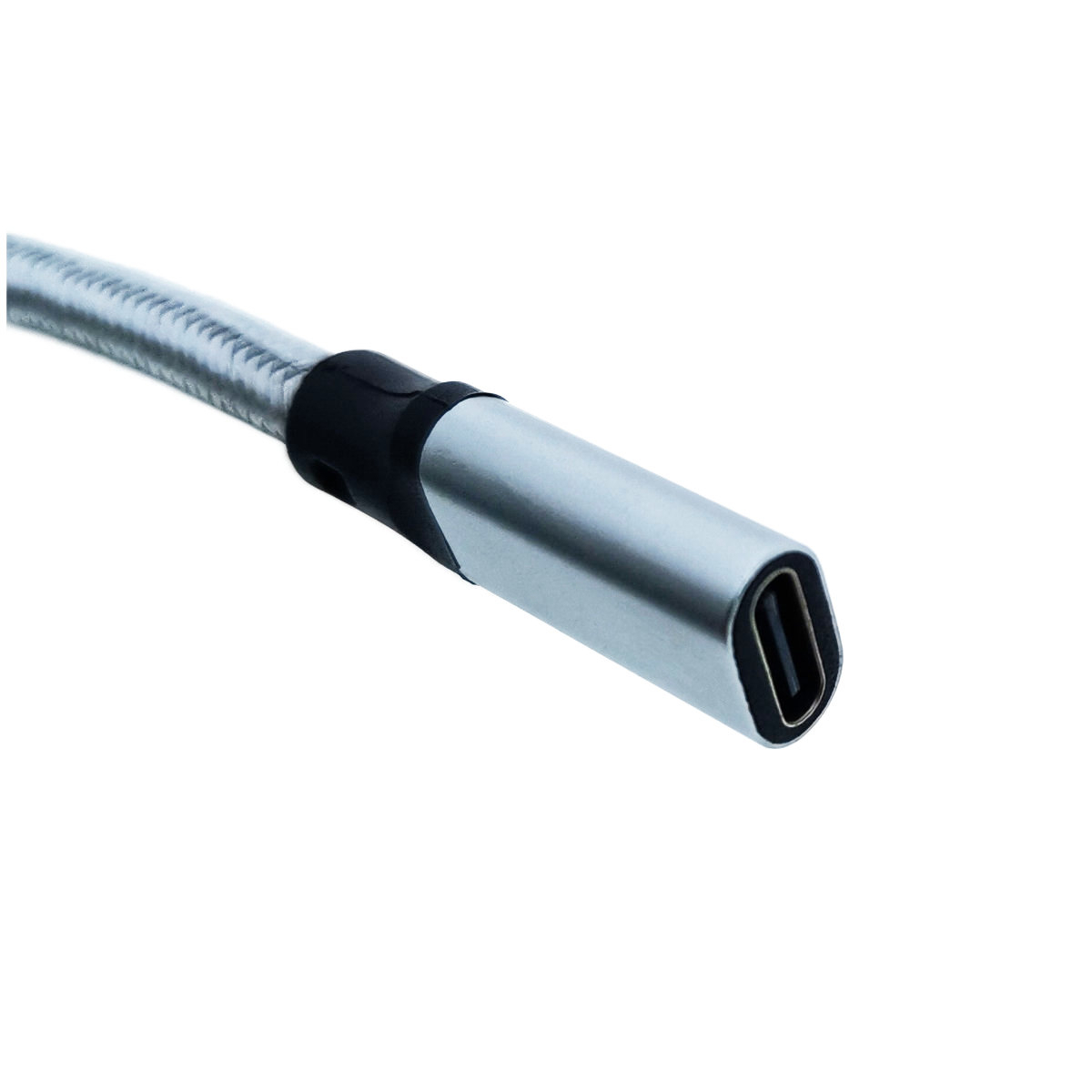 Cablu premium prelungitor USB Tip C mama la USB Tip C 3.1 tata, viteza 10 Gbps, 1m, cu invelis textil, gri [16]