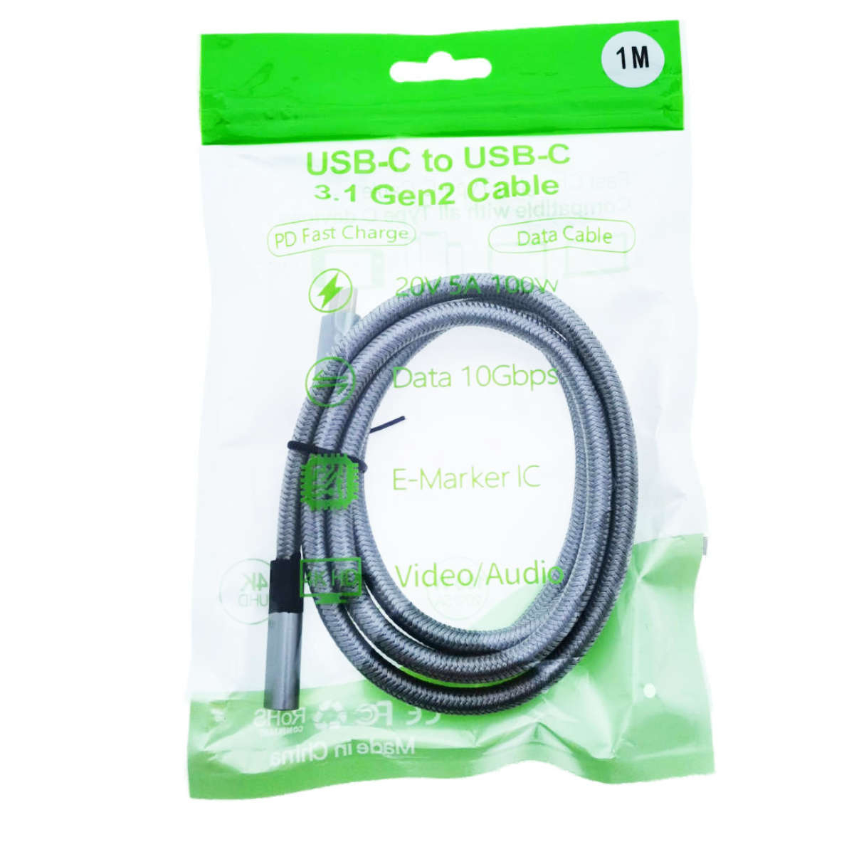Cablu premium prelungitor USB Tip C mama la USB Tip C 3.1 tata, viteza 10 Gbps, 1m, cu invelis textil, gri [17]